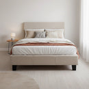 King Single Linen Fabric Bed Frame Beige-3