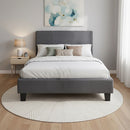 King Single Linen Fabric Bed Frame Grey-5