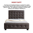 King Single PU Leather Deluxe Bed Frame Brown-11