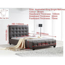 King Single PU Leather Deluxe Bed Frame Brown-12