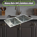 865x440mm Handmade Stainless Steel Undermount / Topmount Kitchen Sink with Waste-4