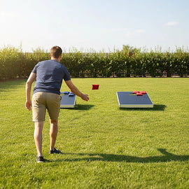 Bean Bag Toss Cornhole Game Set Aluminium Frame Portable Design - 0