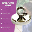 Round Neodymium Fishing Magnet with Countersunk Hole and Eyebolt, 500 LBS pull-10