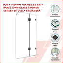 900 x 1450mm Frameless Bath Panel 10mm Glass Shower Screen By Della Francesca-2