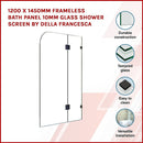 1200 x 1450mm Frameless Bath Panel 10mm Glass Shower Screen By Della Francesca-3
