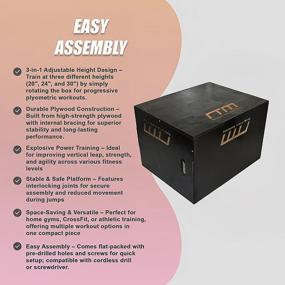 3 IN 1 Black Wood Plyo Games Plyometric Jump Box