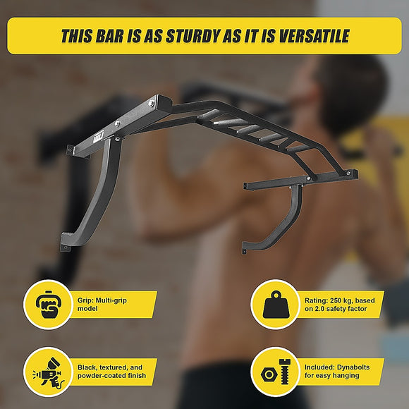 Wall Mounted Multi Grip Chin Up Bar – Heavy Duty Pull Up Station for Upper Body Training