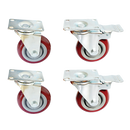 4 x 4" Heavy Duty PU Swivel Castor Wheels With Brake-2