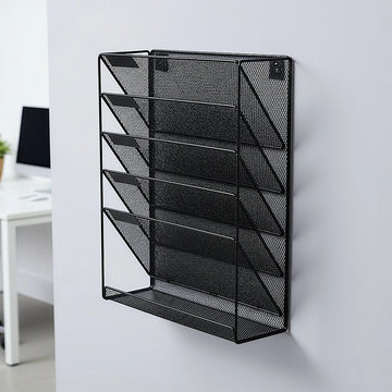 Wall Mount 6 Pocket Hanging File Sorter Organizer Folder Holder Rack Storage - 0