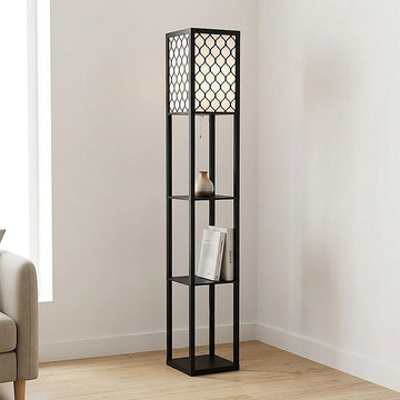 Shelf Floor Lamp - Shade Diffused Light Source with Open-Box Shelves - 0