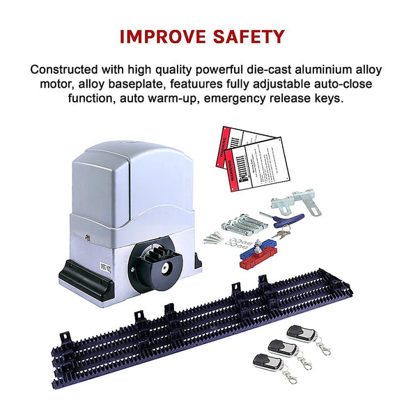 1200KG Auto Slide Sliding Gate Opener Automatic w 4m Rail