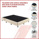 Palermo King Single Ensemble Bed Base Platinum Natural Sand Linen Fabric-3