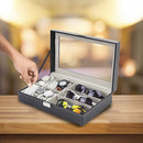 6+3 Grid Watch Sunglass Eyeglasses Display Box Case Storage Organizer PU Leather-2