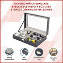 6+3 Grid Watch Sunglass Eyeglasses Display Box Case Storage Organizer PU Leather-3