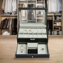 12 Grids Watch Display Case Leather jewellery Storage Box Organiser Lock Key-5