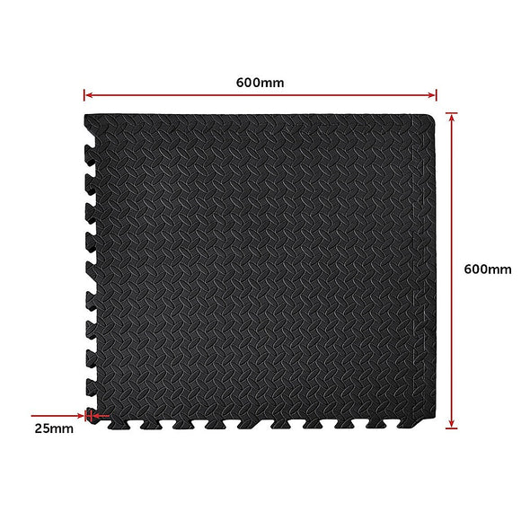 12 Tiles EVA Rubber Foam Gym Mat 60x60cm – 2.5cm Thick Fitness Flooring Set