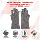 Arthritis Gloves Compression Joint Finger Hand Wrist Support Brace - Large-3