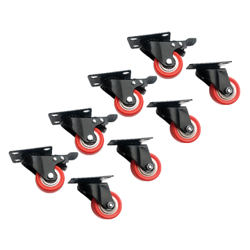 8 x 2" Polyurethane Castor Wheels - Swivel and 4 with brake