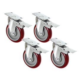 4 X 5" Heavy Duty 400kg Swivel Castor Wheels Trolley Furniture Caster All Brake - 0
