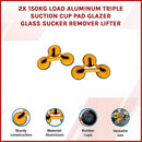 2x 150kg Load Aluminum Triple Suction Cup Pad Glazer Glass Sucker Remover Lifter-2