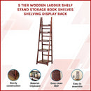 5 Tier Wooden Ladder Shelf Stand Storage Book Shelves Shelving Display Rack-3