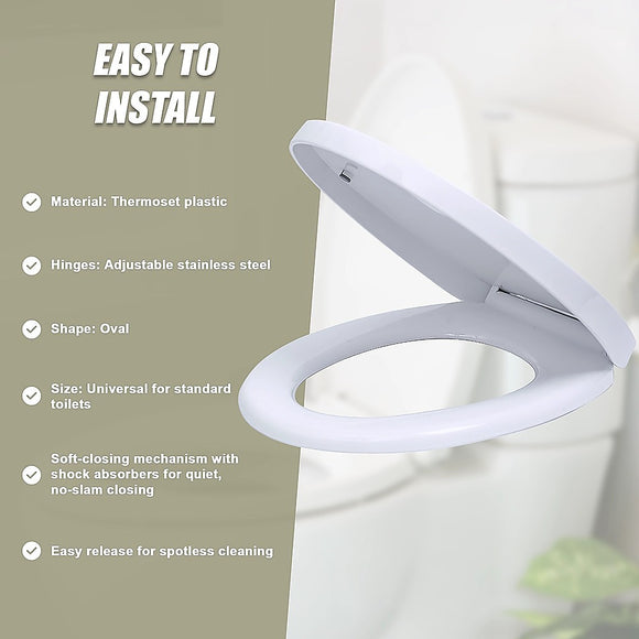 Quick Release Soft Close Toilet Seat White Bathroom Heavy Duty