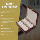 10 Grids Wooden Watch Case Glass Jewellery Storage Holder Box Wood Display-9