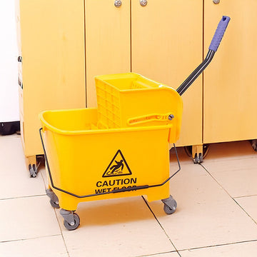 20L Deluxe Mop Wringer Bucket Side Press Janitor Commercial Cleaning - 0