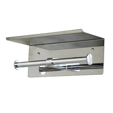 Stainless Steel Double Toilet Paper Holder Towel Roll Tissue Rack Storage Shelf