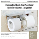 Stainless Steel Double Toilet Paper Holder Towel Roll Tissue Rack Storage Shelf-10