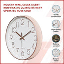 Modern Rose Gold Wall Clock – Silent Non-Ticking Quartz Battery Operated Design-3