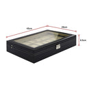 Watch Box - 24 Slot Luxury Display Case With Framed Glass Lid-12