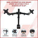 Dual LCD Monitor Desk Mount Stand Adjustable Fits 2 Screens Up To 27"-3