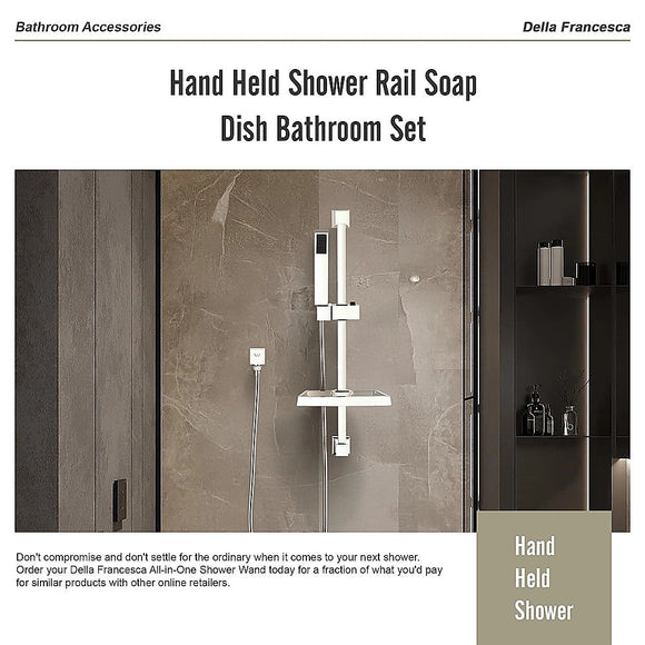 Hand Held Shower Rail Soap Dish Bathroom Set