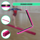 2.2m Gymnastics Folding Balance Beam Pink Synthetic Suede-9