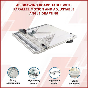 A3 Drawing Board Table with Parallel Motion and Adjustable Angle Drafting - 0