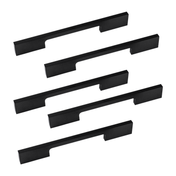 5 x 128mm Kitchen Handle Cabinet Cupboard Door Drawer Handles square Black furniture pulls