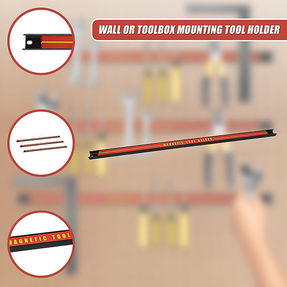 3 x 61cm Magnetic Wall Mounted Tool Holder Storage Organiser Garage Workshop