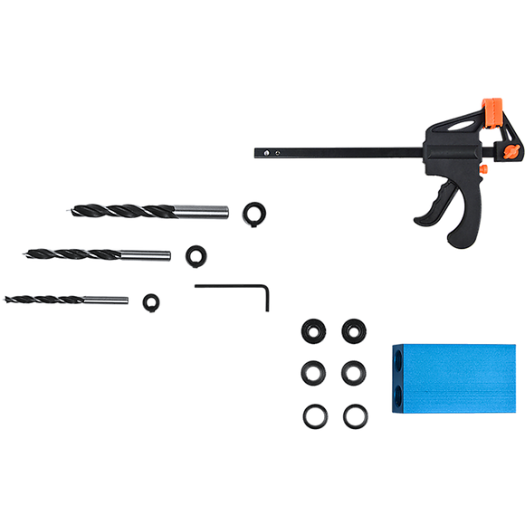 14X Pocket Hole Jig Kit Woodworking Drill Hole Locator Craft Carpenters + F Clip