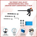 14X Pocket Hole Jig Kit Woodworking Drill Hole Locator Craft Carpenters + F Clip-3