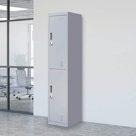 2-Door Vertical Locker for Office Gym Shed School Home Storage - 0