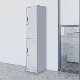 2-Door Vertical Locker for Office Gym Shed School Home Storage - 0
