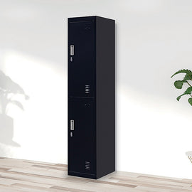 2-Door Vertical Locker for Office Gym Shed School Home Storage - 0