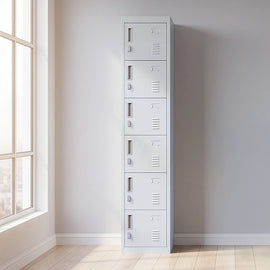 6-Door Locker for Office Gym Shed School Home Storage - 0