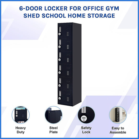 6-Door Locker for Office Gym Shed School Home Storage