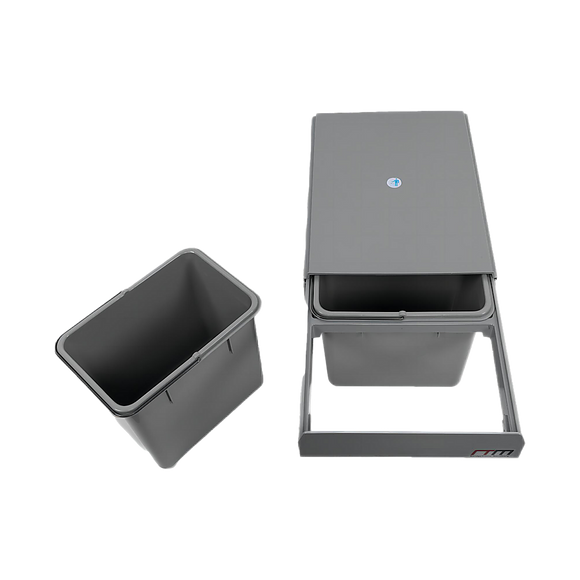 2x 15L Pull Out Trash Bin Dual Kitchen Garbage Waste Basket Cabinet Bin