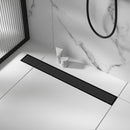 900mm Tile Insert Bathroom Shower Black Grate Drain w/Centre outlet Floor Waste-5