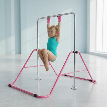 Kids Gymnastics Bars Training Horizontal Bar Monkey Kip Bar Pink - 0