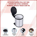 Kitchen Swing Pull Out Bin Stainless Steel Garbage Rubbish Waste Trash Can 14L-3