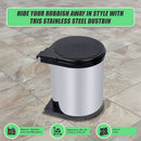 Kitchen Swing Pull Out Bin Stainless Steel Garbage Rubbish Waste Trash Can 14L-10